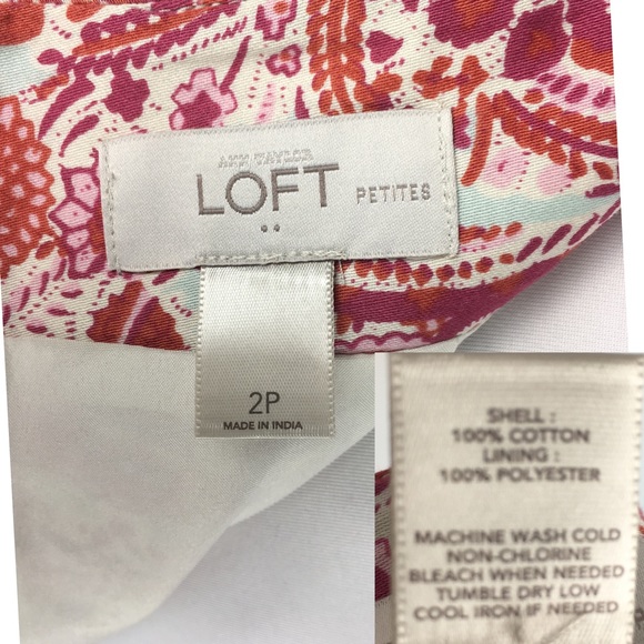 Loft Paisley Red Cream Cotton with Stretch Mini A-Line Skirt size 2P - Picture 12 of 12